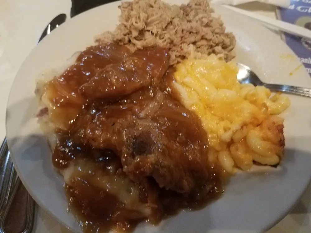 BBQ Pork Mac & Cheese and Steak and Gravy over Mashed Potatoes